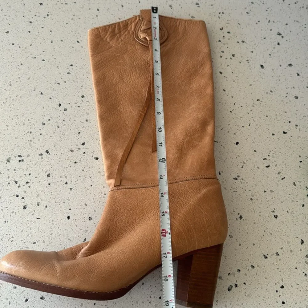 Coach Selena Tan Leather Knee-High Heeled Boots Western Boho Women’s Size 11 EUC